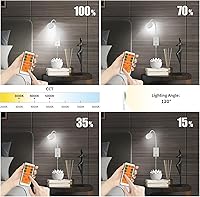 Vista 4 de LED Wall Mount Light with Remote Control for Reading Books in Bed, White Flexible Bedside Reading Lamp for Bedroom, Stepless Dimmable, 3X Lighting