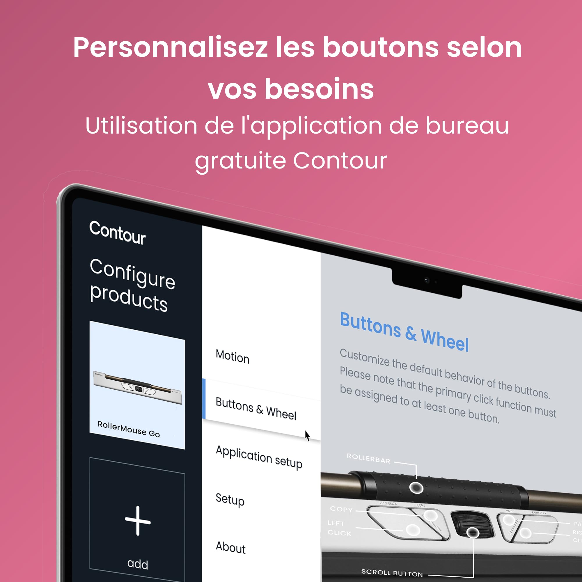 Contour RollerMouse Go – Souris Ergonomique centrée pour Le soulagement du Canal carpien | Compacte et idéale pour Les déplacements | Bluetooth et USB | Design ambidextre avec 5 Boutons