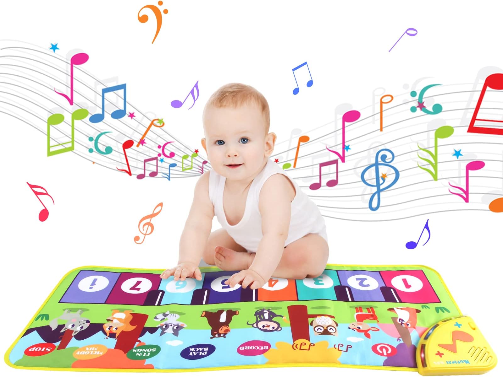 Jenilily Musical Piano Mat, Baby Dance Mat Electronic Keyboard Instrumental Toys, Carpet for Kids Toddler Girls Boys Gift