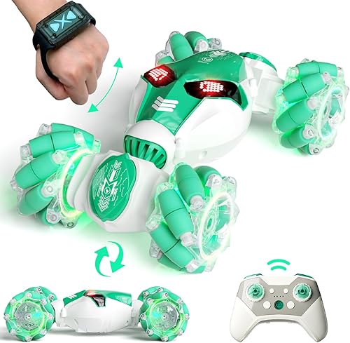 Coches de control remoto con sensor de gestos, para niños de 6, 7, 8, 9, 10, 11, 12 años o más, 2.4 GHz 4WD RC doble cara 360 voltea vehículos