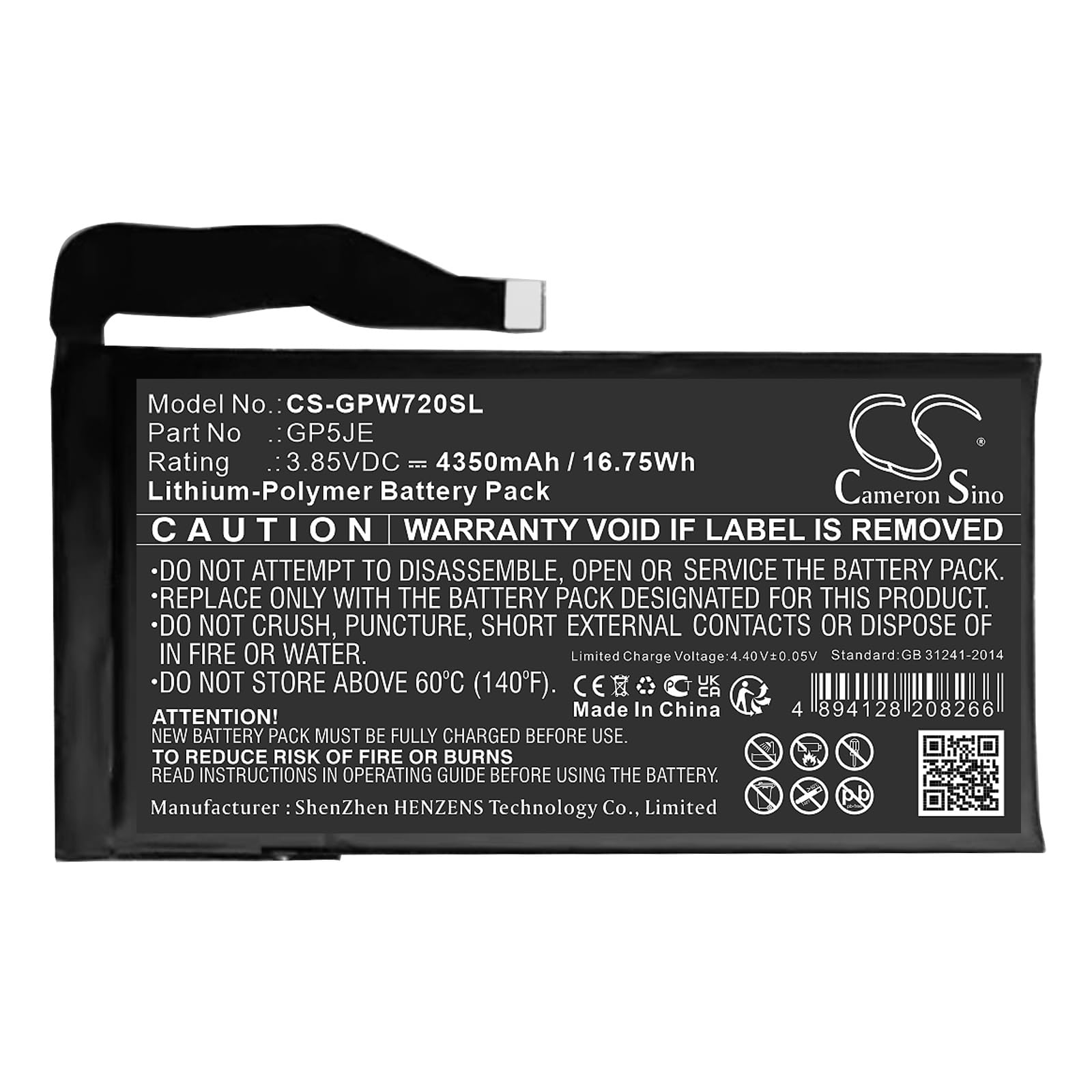 TollCor 4350mAh/3.85V Battery Replacement for Google Pixel 7A, P/N: GP5JE