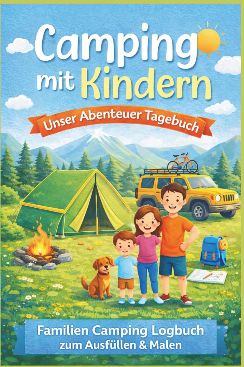 Camping mit Kindern. Unser Abenteuer Tagebuch: Familien Camping Logbuch zum Ausfüllen und Malen.