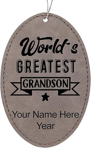 Miniatura 8 de LaserGram Personalized Christmas Ornament, World's Greatest Grandson, Faux Leather, Custom Laser Engraved Gift Idea (Oval Shape, Rustic)