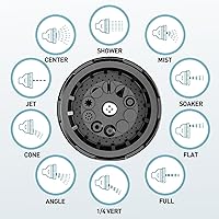 Vista 6 de Boquilla rociadora de manguera de jardín, 10 patrones de riego, boquillas de pulverización, cabezal de manguera resistente, accesorio de manguera