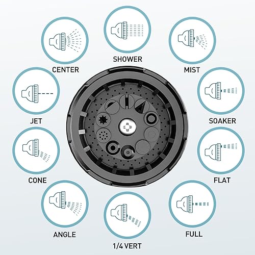Miniatura 6 de Boquilla rociadora de manguera de jardín, 10 patrones de riego, boquillas de pulverización, cabezal de manguera resistente, accesorio de manguera