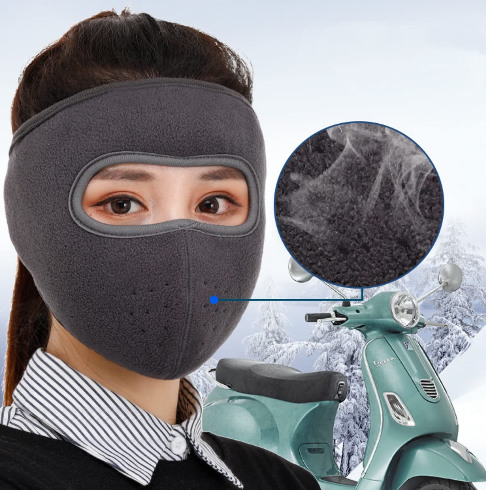 Hainew Masque d'hiver en polaire chaud, masque de cyclisme intégral pour temps froid, cagoule