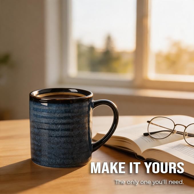 Taza de cerámica grande 23 oz azul miniatura 7
