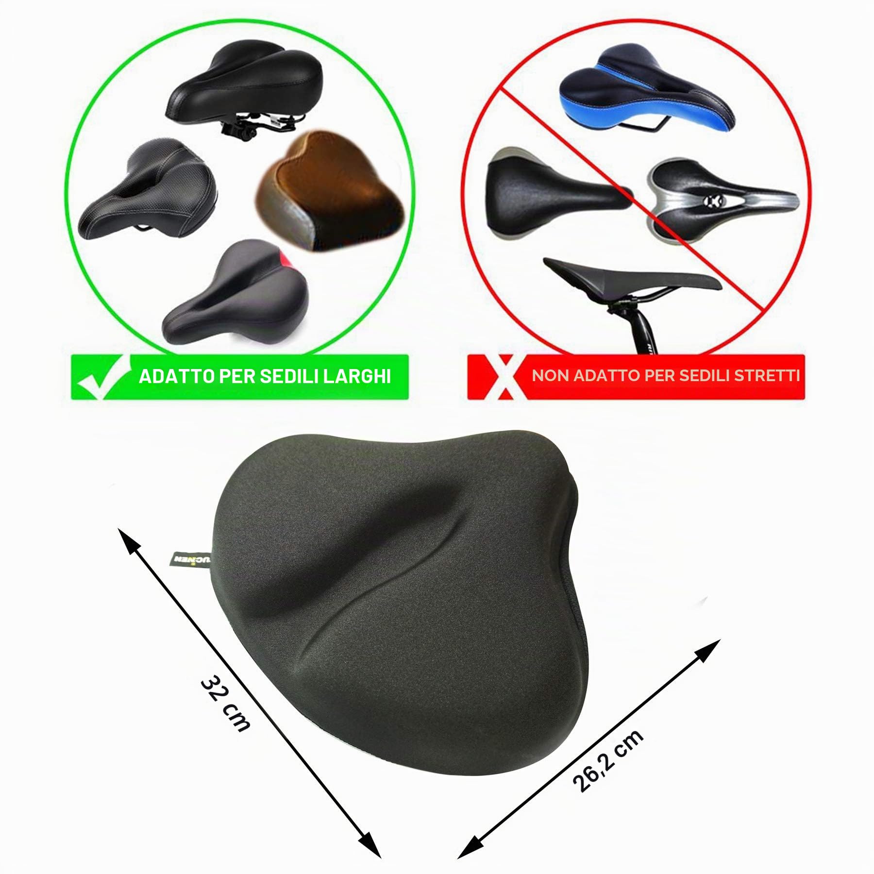Coprisella Cyclette FUCNEN 26 x 32CM Coprisella Bici Gel Imbottita Grande e Larga Coprisellino Cyclette Imbottito per Bicicletta da Strada per Esercizi fissi e Fitness Comoda Costruzione per Ciclismo