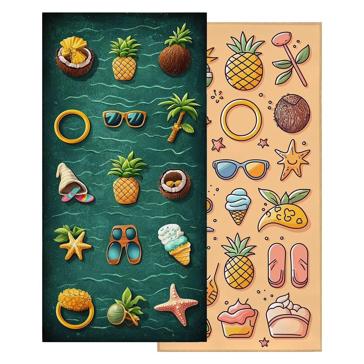Toalla Playa 80x160 cm, Toalla Gimnasio Microfibra Secado Rapido, Juego de 2 Antiarena Toallas de Playa, Ligera Compacta Toallas Microfibra Grande para Viaje, Regalo Hombre Regalo Mujer (Lindo) -5035
