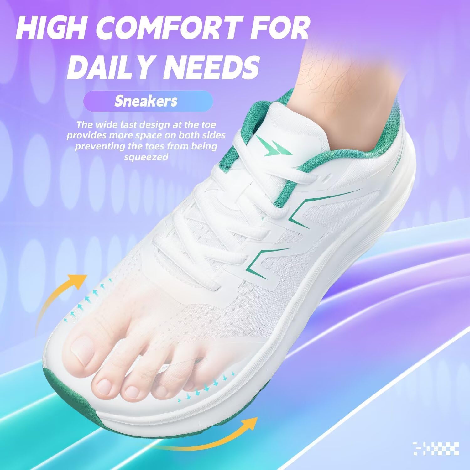 KDN Men's Wide Toe Box Shoes Cushioned Road Running Shoes Non Slip Mens Walking Sneakers for Wide Feet Comfortable Athletic Gym Workout Shoes Wide Width - Image 3