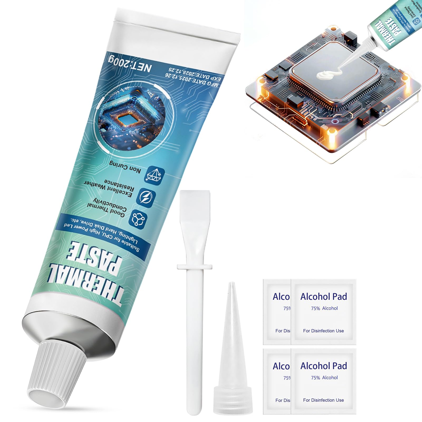 Pasta Termica CPU, 200g Thermal Paste, Pasta Termica, Eccellente Conduttività Termica, Pasta Termica ad Alte Prestazioni Adatta per CPU, Console di Gioco, Schede Grafiche, ECC