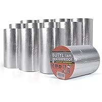 Vista 9 de TAPEBEAR Cinta de butilo, cinta de sellado impermeable, cinta de papel de aluminio, para reparación de caravanas, ventanas, silicona, vidrio