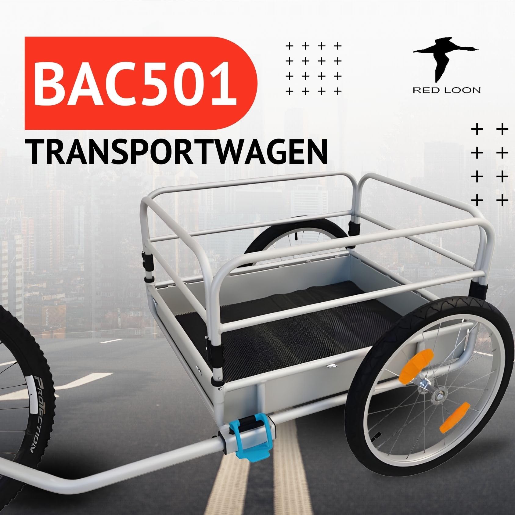 Red Loon BAC501 - Remolque para bicicleta, aluminio, extremadamente ligero, 140 litros, neumáticos de 20", para bicicletas de 26 a 29 pulgadas, para bicicletas de 26 a 29 pulgadas