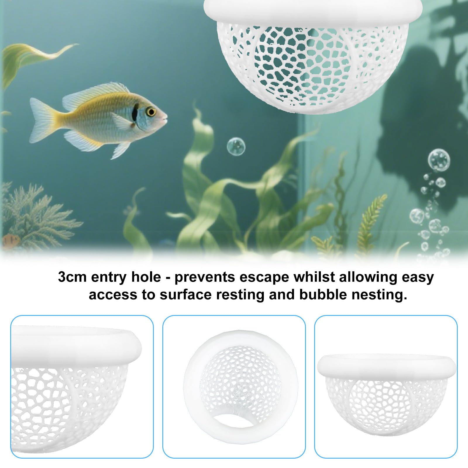 lasuroa Floating Betta Hide, 2.76x1.57 Inch Floating Betta Shrimp Cave Fish Tank Hide Hideout Spots Aquarium Hammock Decor for Fish Safe Resting Ornaments Decoration Accessories (White) - Image 4