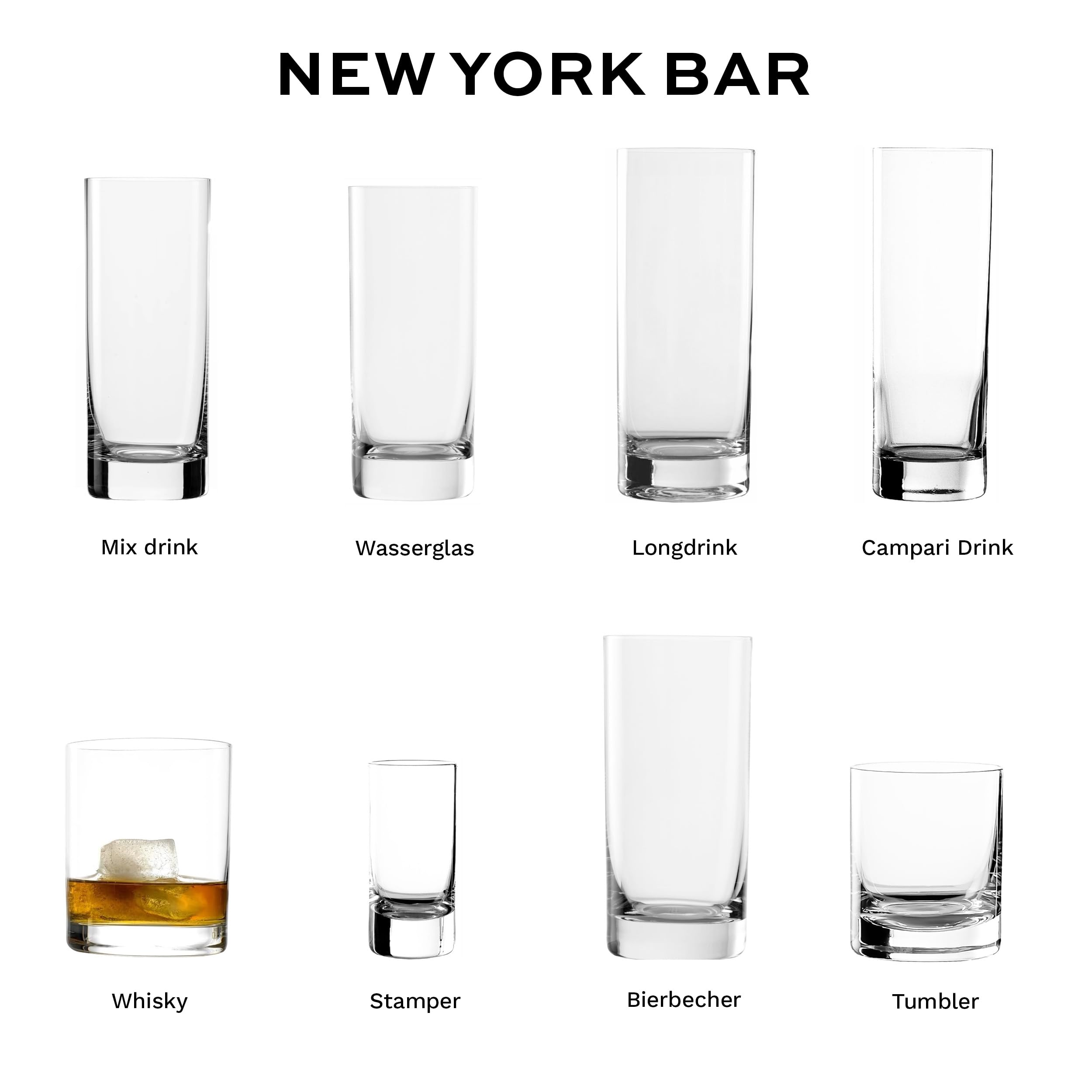 Stölzle Lausitz Whiskygläser D.O.F. New York Bar 6er-Set 420 ml – Hochwertige Tumbler in elegantem Design – Whisky Gläser aus bleifreiem Kristallglas – Spülmaschinen- & stoßfest, Made in Germany