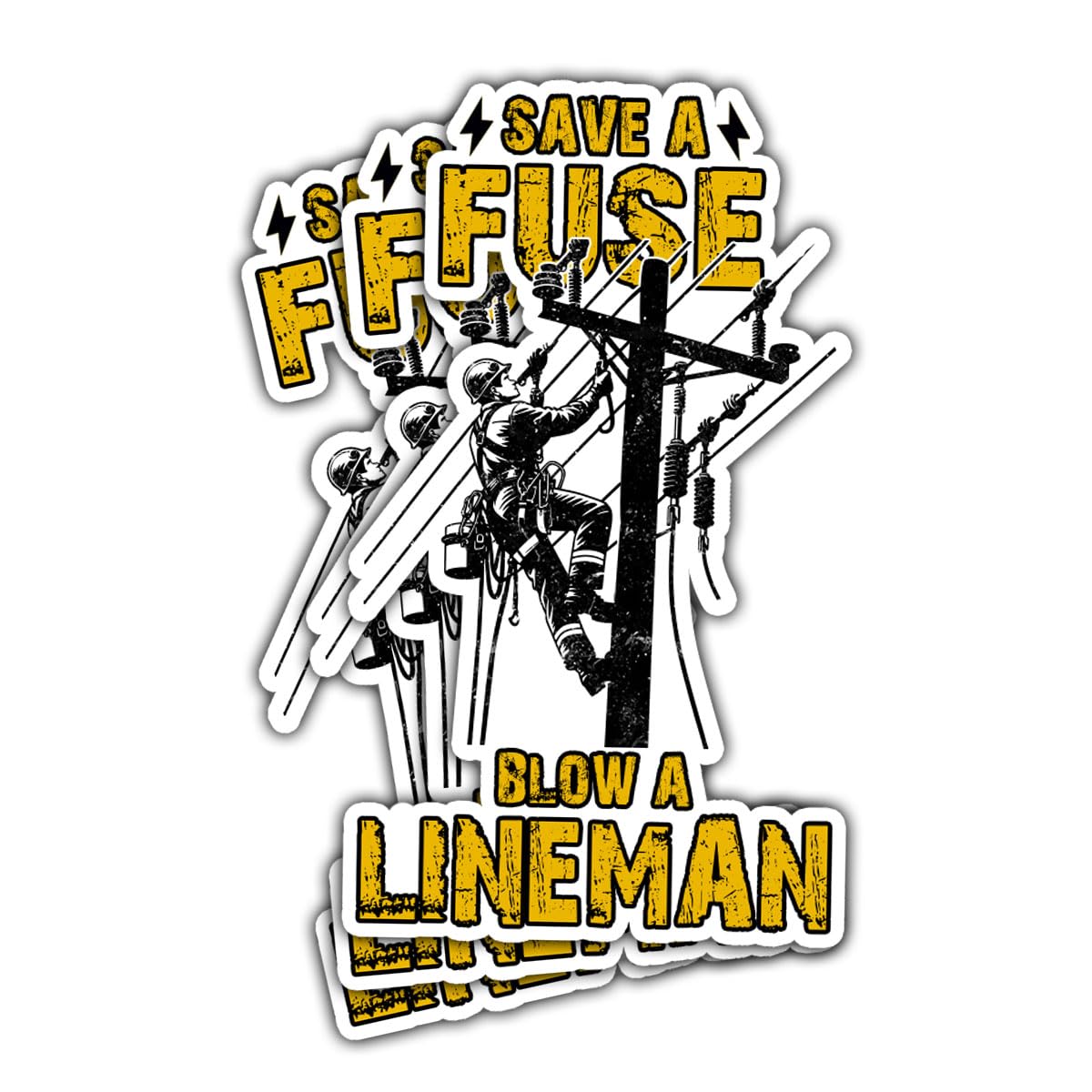 Photo 1 of (3 Pcs) Save A Fuse Blow a Lineman Sticker, Electrician Stickers, Funny Lineman Stickers, Electrician Vinyl Decal, Hard Hat Sticker for Helmet, Toolbox, Laptop, Water Bottle, Car, Bumper, Gifts