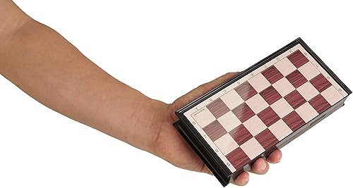 Miniatura 5 de Mini tablero de ajedrez, juego de ajedrez plegable de 7.08 x 7.08 pulgadas con piezas magnéticas, juego de ajedrez de viaje, juego de mesa para
