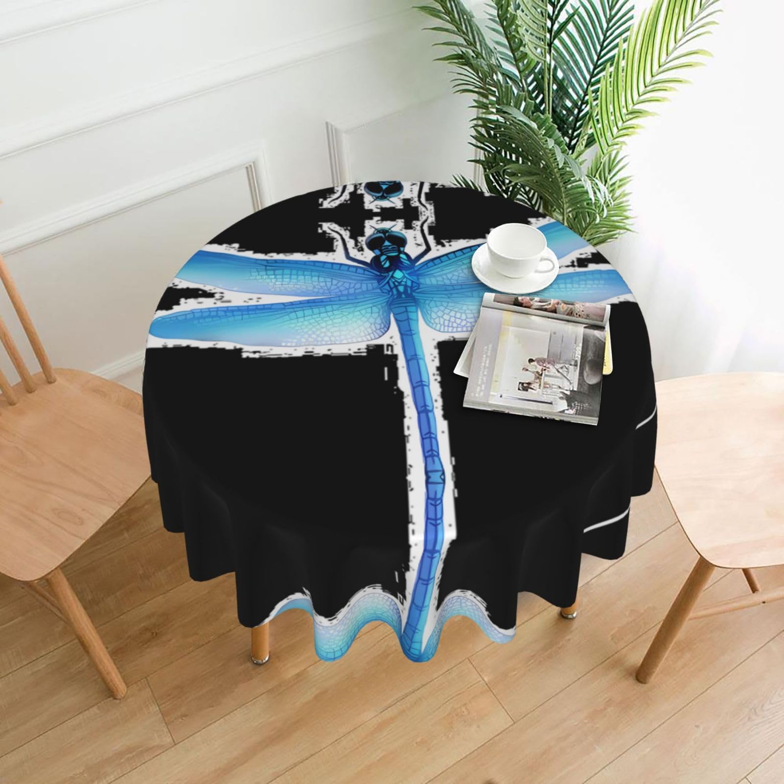 MROWYC Dragonfly Printed Practical Round Tablecloth, Durable, Suitable for Home, Restaurant, Hotel, Gathering, and Decorative Table Covers