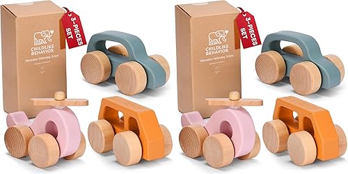 Miniatura 8 de CHILDLIKE BEHAVIOR Autos de madera para niños pequeños de 1 a 3 años – Vehículo camión de empuje de madera – Juguetes de auto Montessori – Juguetes