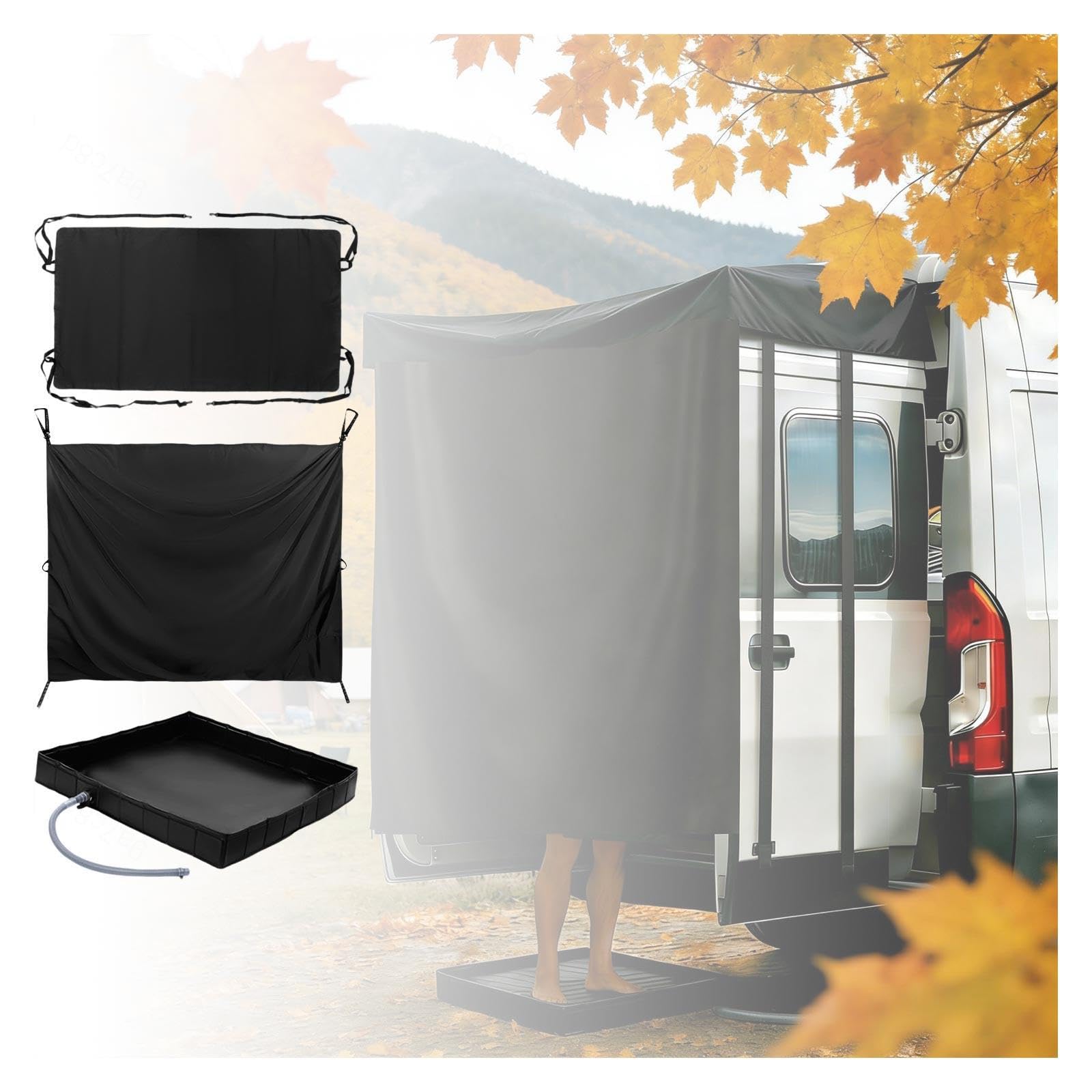 Include Veranda Per Roulotte, Tenda Da Doccia Per Camper, Piatto Doccia Portatile Set Da Tre Pezzi, Per Campeggio In Van E Viaggi In Camper