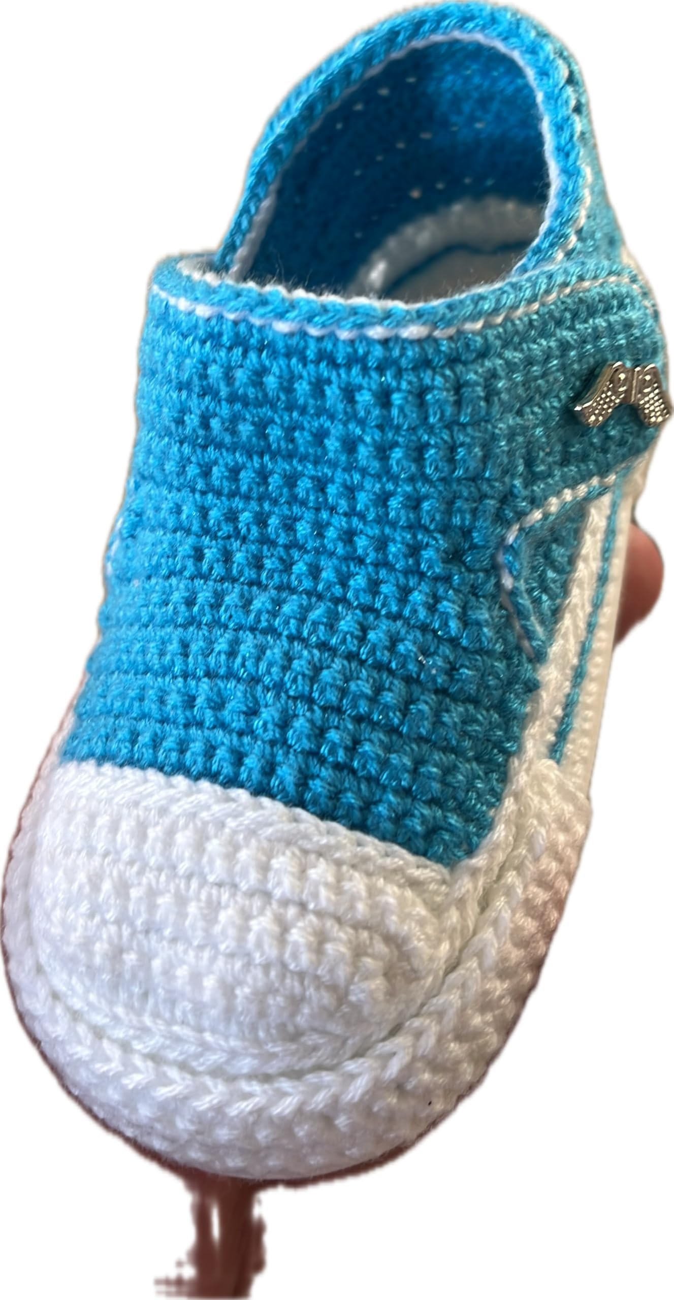 Personalisierte Gehäkelte Baby-Sneakers mit Kostenloser Namensgravur - Handgefertigte High-Top-Sneakers mit Klettverschluss - Häkelschuhe für Neugeborene