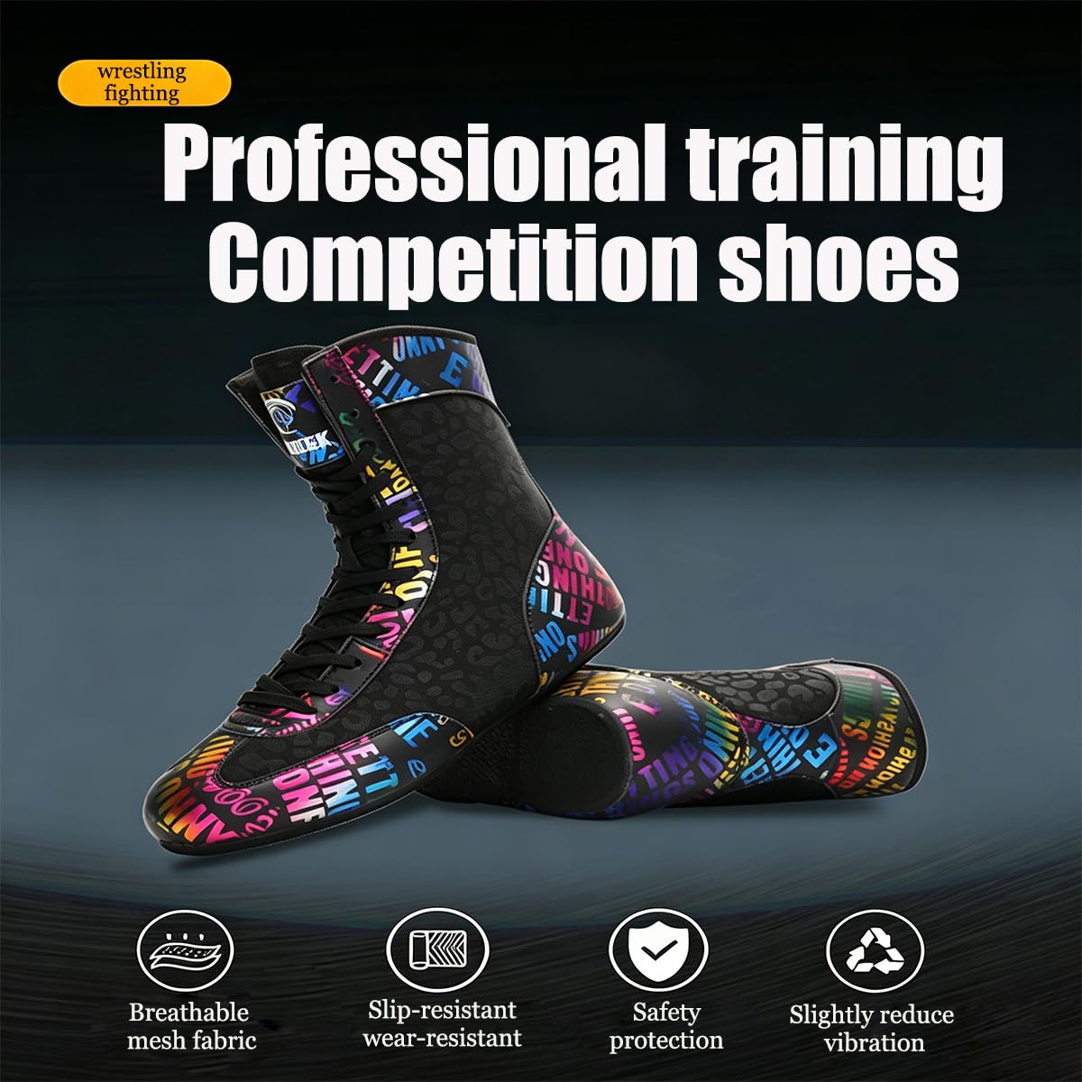 Chaussures de Boxe pour Hommes Chaussure Squat & Powerlifting Respirantes - Chaussures d'arts Martiaux Montantes antidérapantes à Semelle Plate