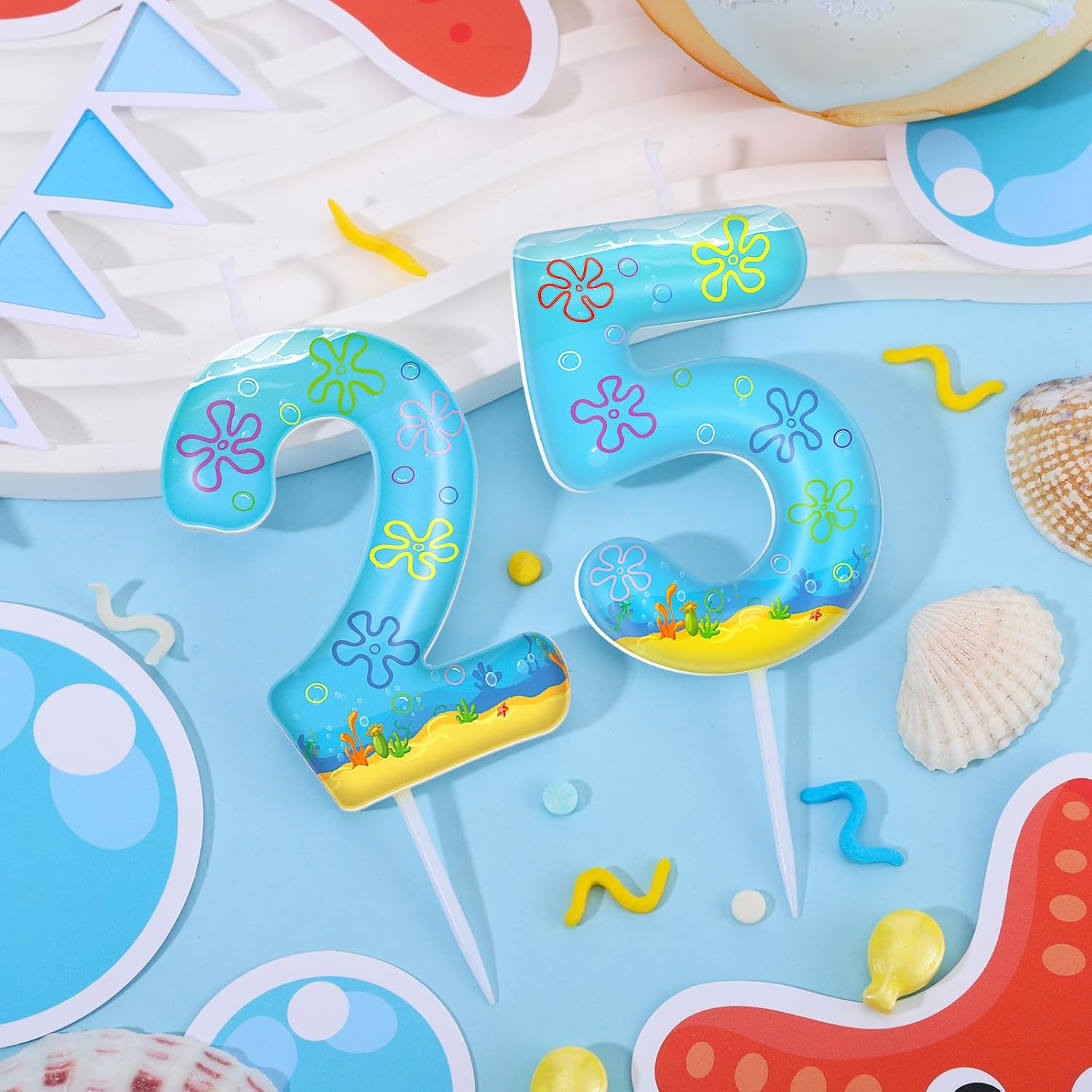 DERTE Birthday Number Candle Cute Flower Cloud Decorations