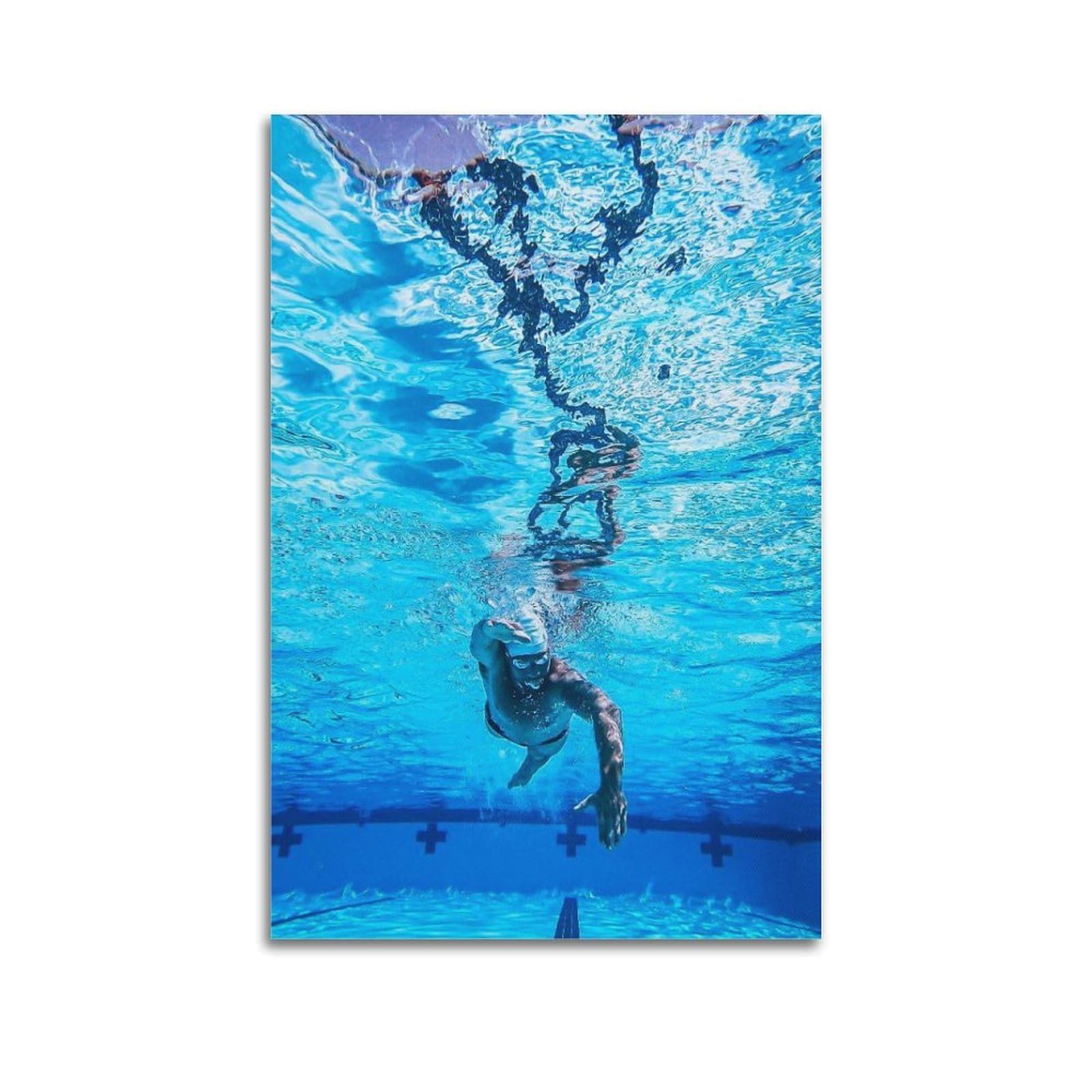 Sports Underwater Swimming Dynamic Picture Poster Modern Wall Art Canvas Aesthetic Decoration Painting 20x30inch(50x75cm) Unframe-style