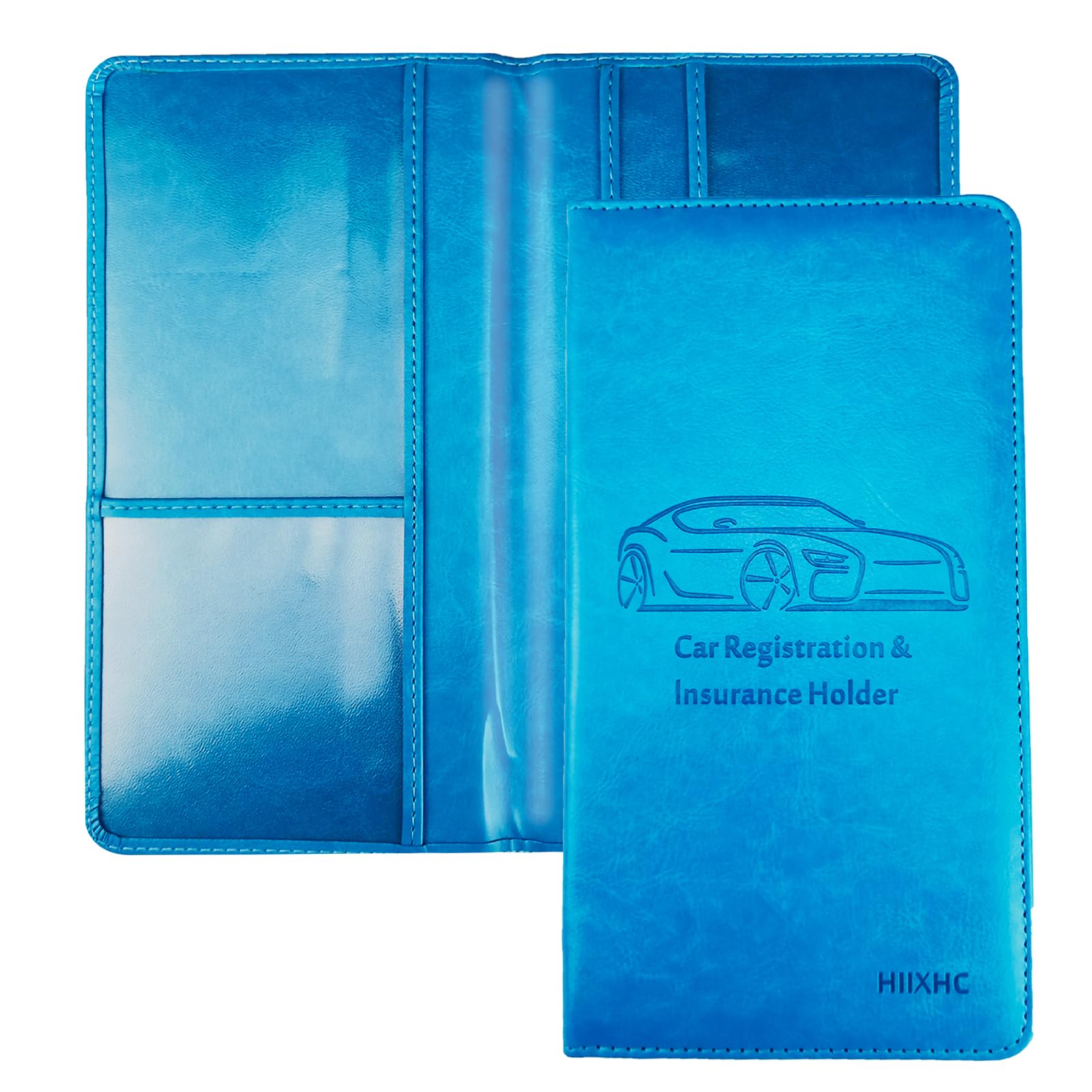 Car Registration and Insurance Card Holder - Leather Vehicle Glove Box Automobile Documents Paperwork Wallet Case Organizer for ID, Driver's License,