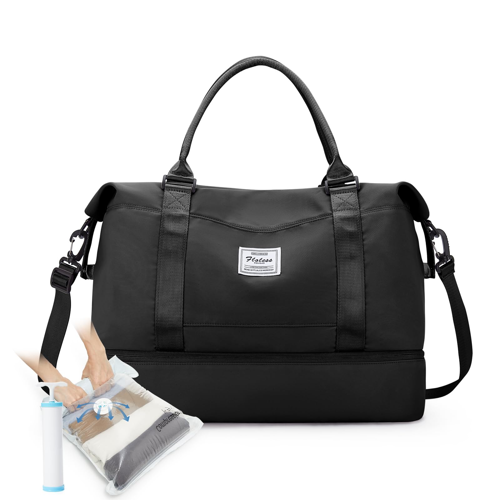 SEAFEW Bolsa de Viaje 40x20x25 para Ryanair,Impermeable Bolsa de Deporte para Gimnasio,Bolsa de Mano Equipaje de Fin de Semana 40x30x20 para Mujer,Bolso de Natación para Playa,D15-Gris Claro — view 72