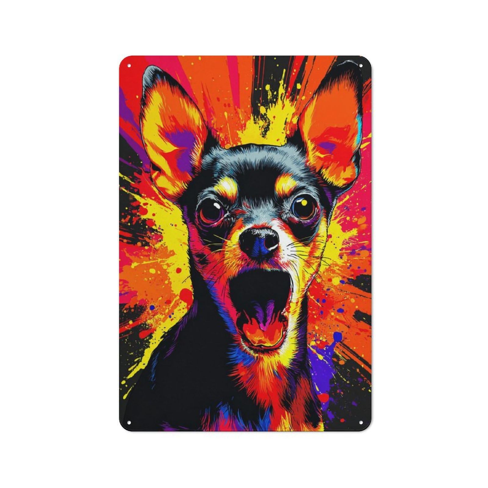 Junmoney Colorful Chihuahua Art Print -4 Metal Wall Sign 30X20cm Featuring For Bar Or Restaurant, For Themed Interiors In Bars And Restaurants