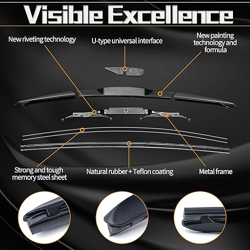 Miniatura 2 de MIKKUPPA Limpiaparabrisas de 21 pulgadas + 21 pulgadas – Repuesto para Grand Cherokee 1999-2010, Dodge Dakota 2002-2010, Jeep Patriot 2007-2016, con