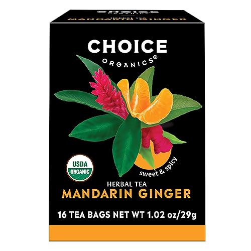 Miniatura 1 de Choice Organics - Té orgánico de jengibre mandarina (paquete de 1) - Té de hierbas orgánicas - 16 bolsas de té