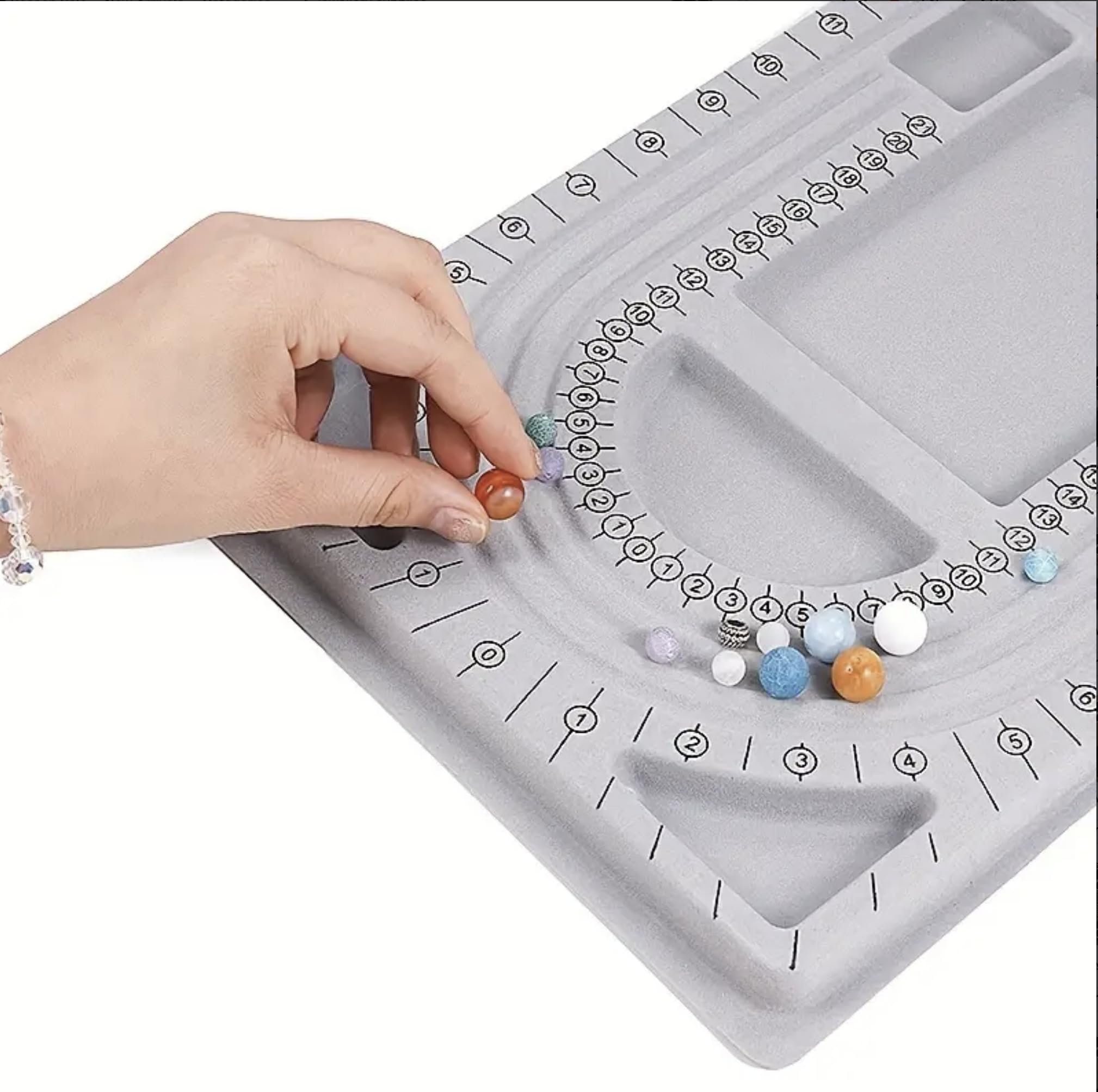 Jewelry Design Organizer Tray - Bead Board for Bracelet and Necklace Making - Flocked Beading Tray for DIY Jewelry Design - Necklace and Bracelet Organizer - Jewelry Making Supplies Tray