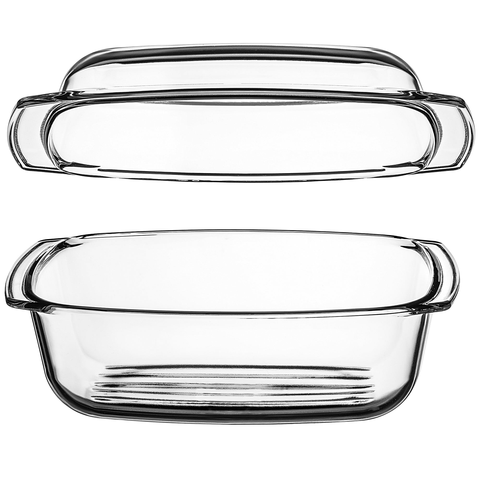 KADAX Pirofila in Vetro con Coperchio Resistente al Calore - Rettangolare - Cottura al Forno - Recipiente Ignifugo per Lasagne e Arrosti con Coperchio Protettivo su Misura