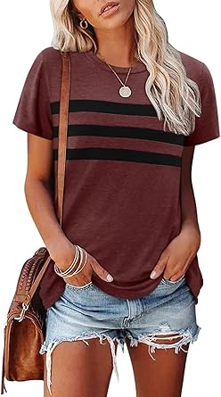 KISSMODA Summer Short Sleeve T Shirt Loose Fit Casual Dressy Women Top 2025 Trendy Ladies Fashion Blouses(S-3XL)