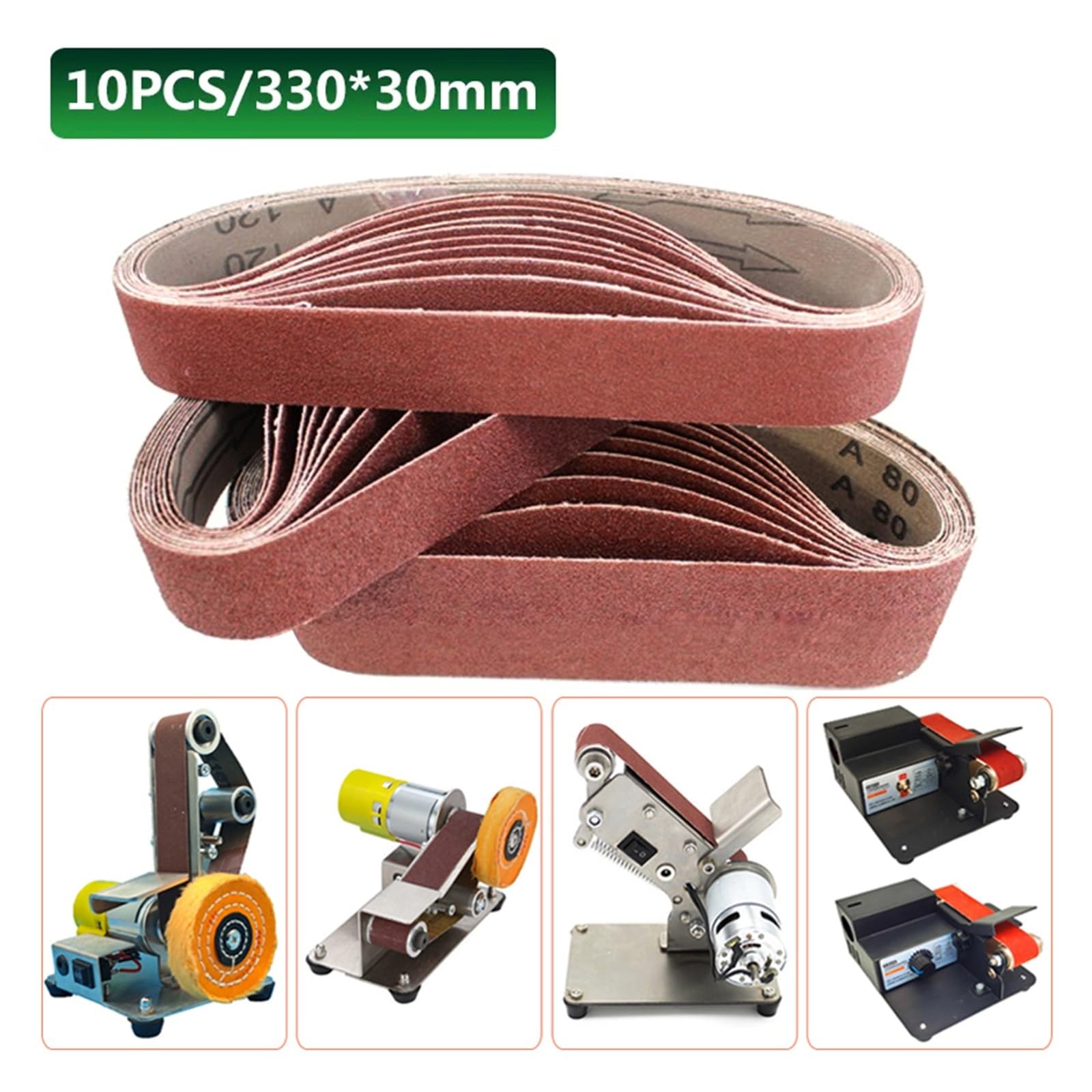 Nastri abrasivi a grana 40-5000 da 10 pezzi 330 * 30 mm | Fasce abrasive for carta vetrata for lucidatura di metalli morbidi in legno for strumento levigatrice(320#)