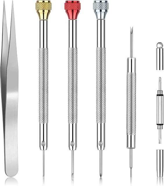 JOREST Watch Screwdriver Set for Glasses & Clock Repair, Small Screwdrivers Flathead Phillips Hex, Watchmaker Tool for Watch Back Removal & Watch Strap Link Removal & Watch Battery Replacement