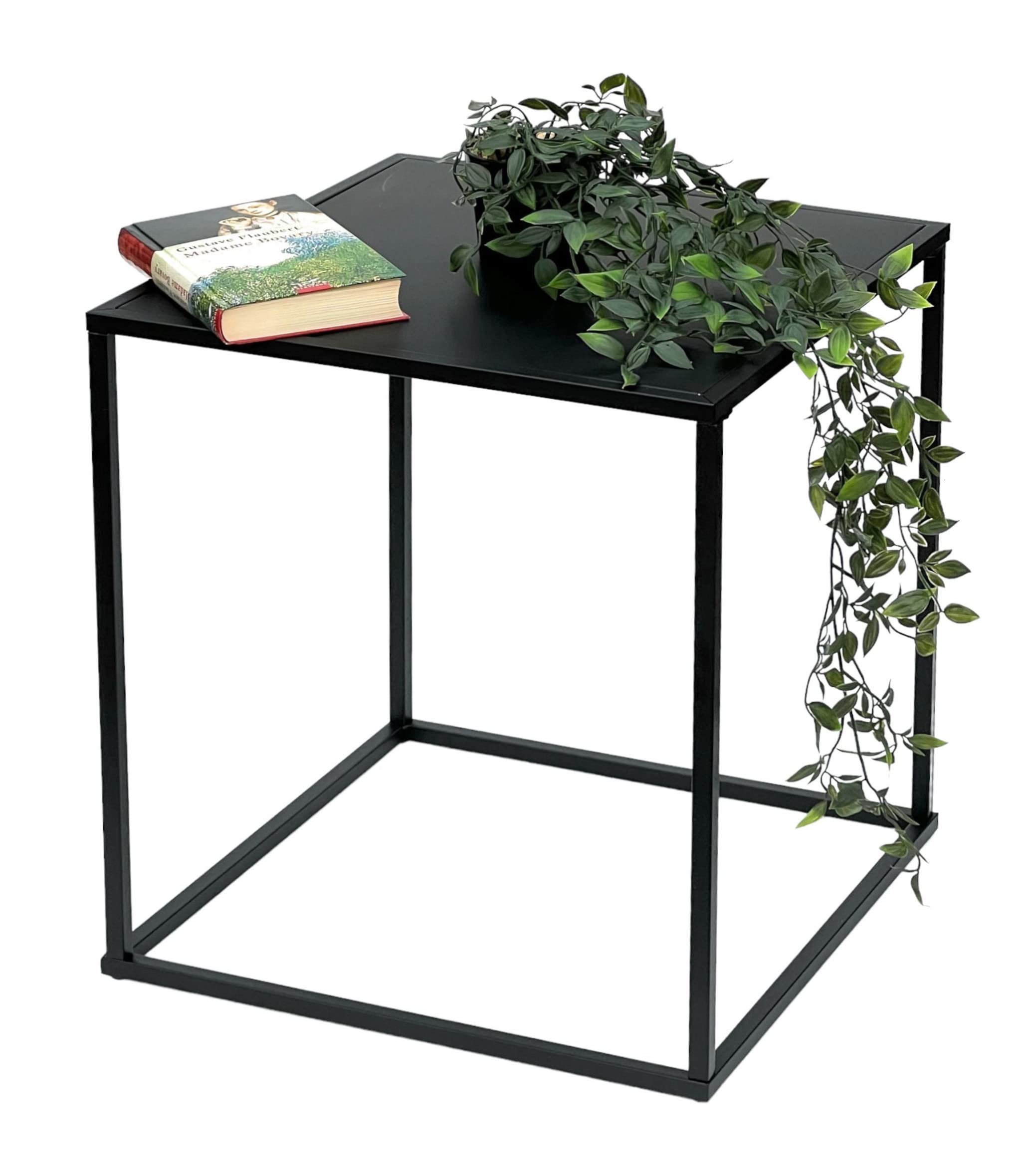 DanDiBo Beistelltisch-Set Couchtisch Schwarz Metall – zwei Größen (L 60x52x52 cm, S 45x42x42 cm)
