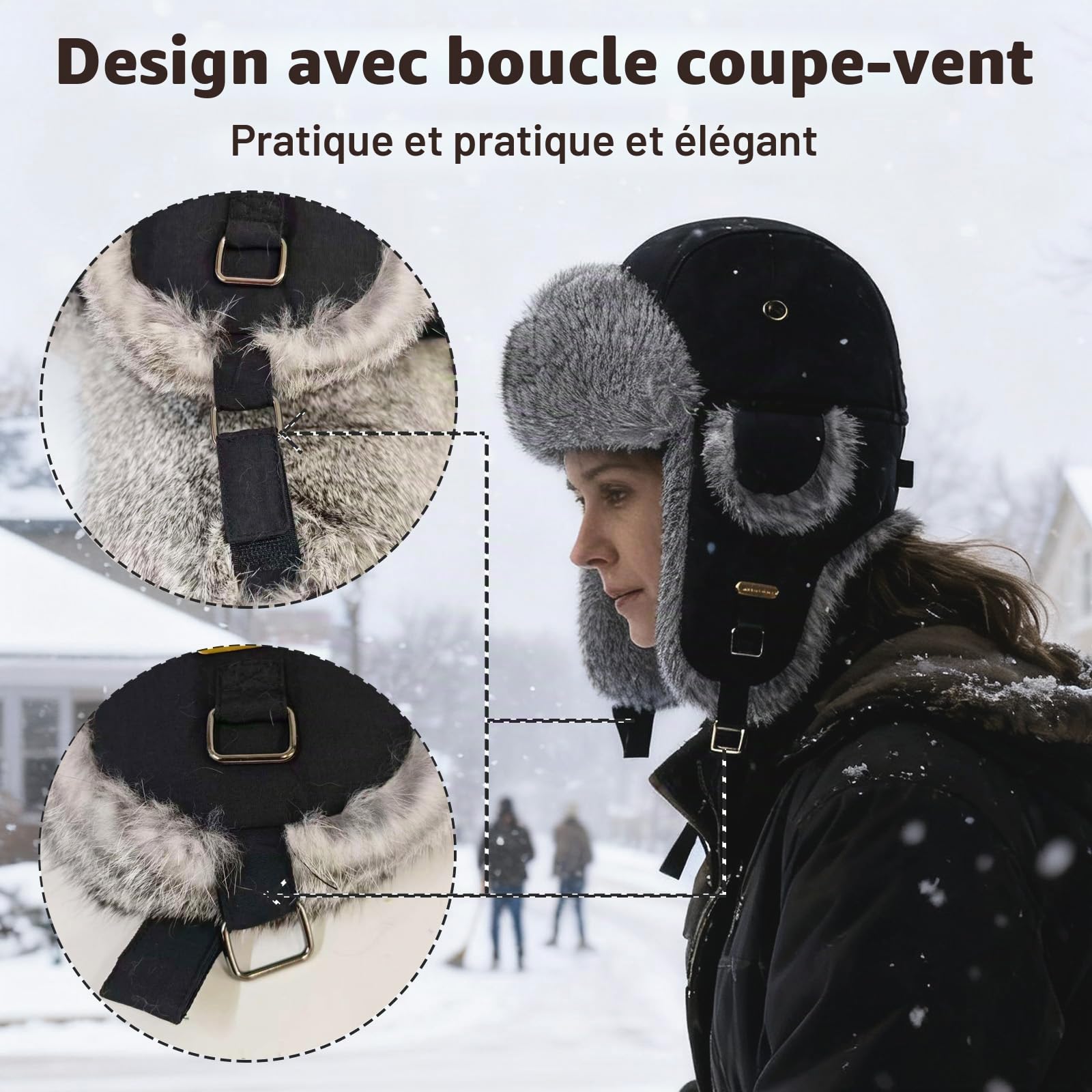 HEYANN Casquette Chapka Homme Bonnet Cache Oreille Homme Hiver Aviateur Sovietique Chapeau Trappeur Fourrure Russe Ushanka Femme Bonnet Homme Hiver