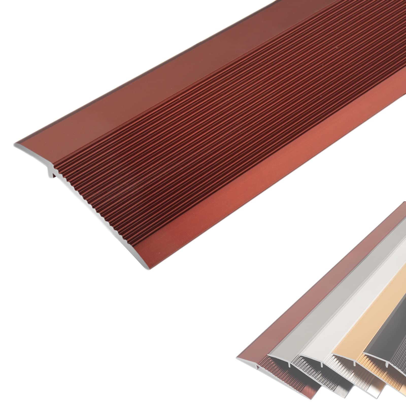 Remys Red Doorways Ucer Flute Non-Slip Gap Connecting Strips Wood To Tile,4 Inch Wide Floor Transition Strips Uneven, For Carpet Trim/Threshold(,Long 130Cm/51.2In)