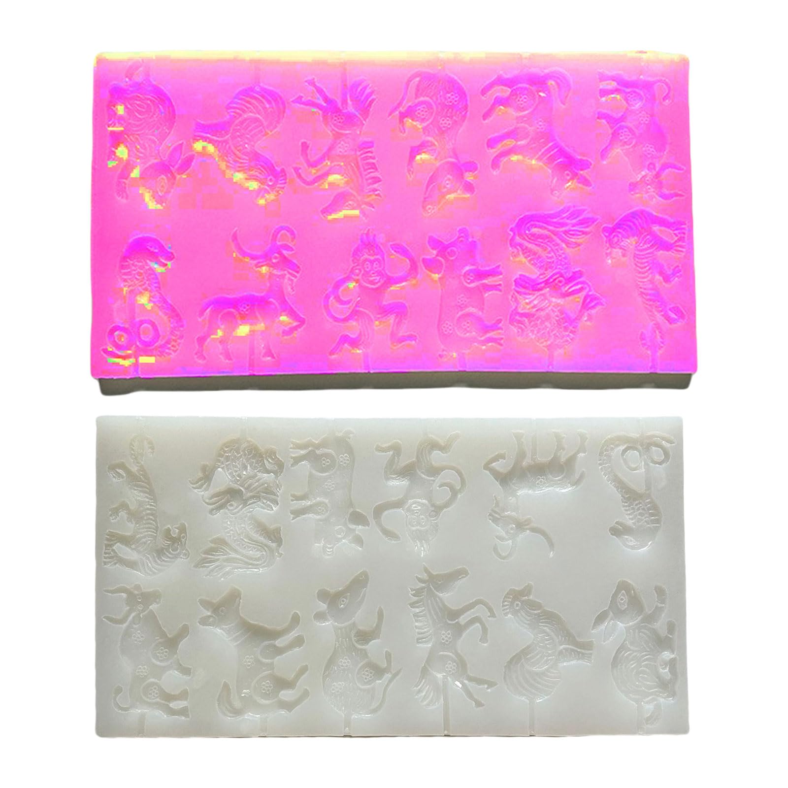 Molde de silicona flexible con forma de animal del zodiaco hecho en casa para golosinas y manualidades de grado alimenticio