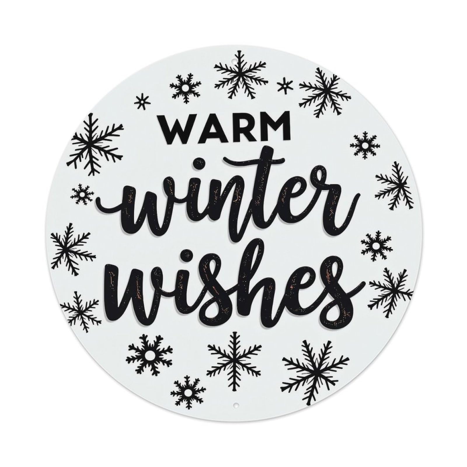 Warm Winter Wishes Snowflake Pattern Retro Metal Tin Sign, Vintage Metal Poster for home, Gaming Room, Studio Workshop,Bar,Garage Wall Art Decor 8x8 inch