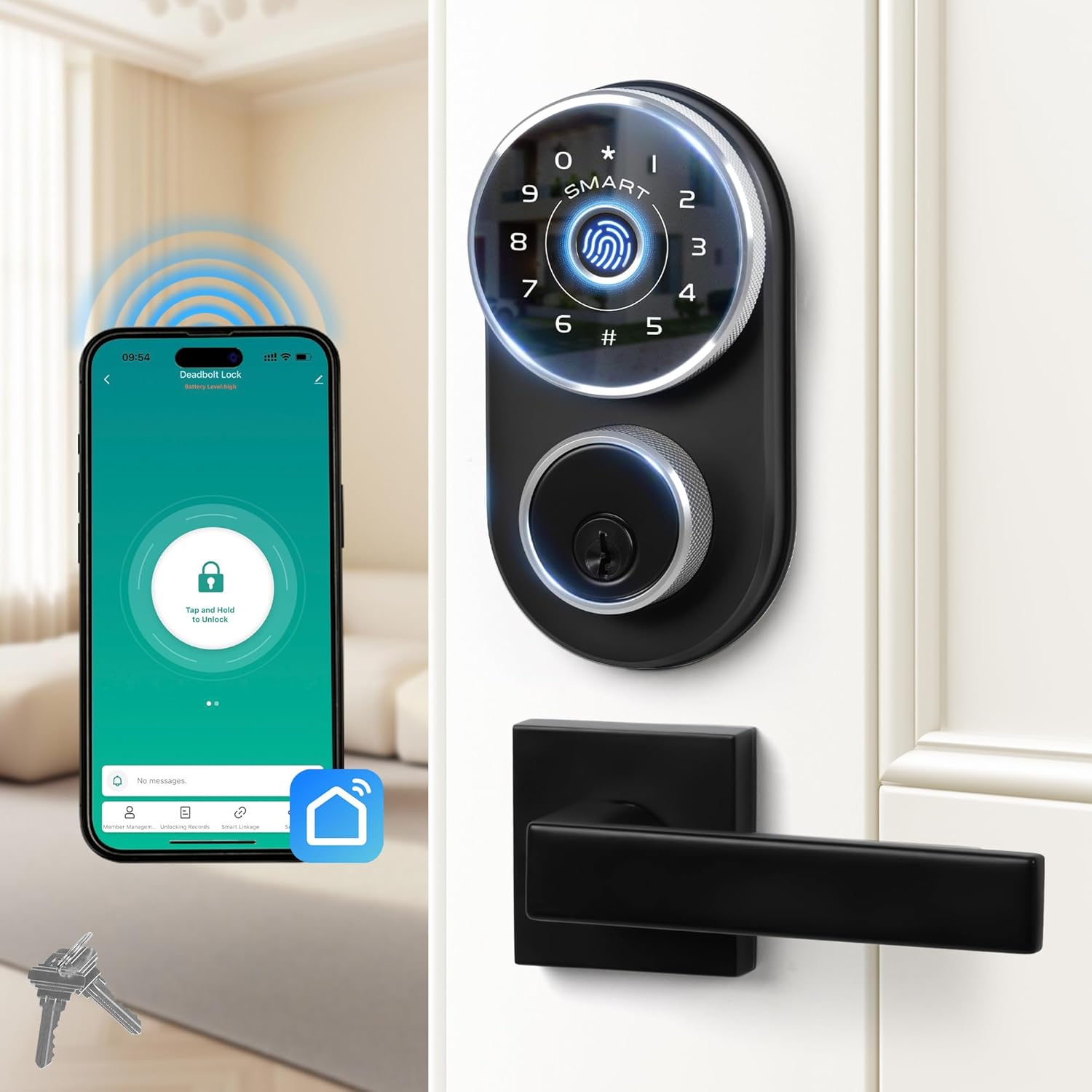 Keyless Entry Door Lock with Handle,Digital Smart Door Lock with Keypad Code,Fingerprint Door Lock with APP Control,Easy Installation, Auto Lock,Anti-Peeping Password Keyless Entry Door Lock with Handle,Digital Smart Door Lock with Keypad Code,Fingerprint Door Lock with APP Control,Easy Installation, Auto Lock,Anti-Peeping Password