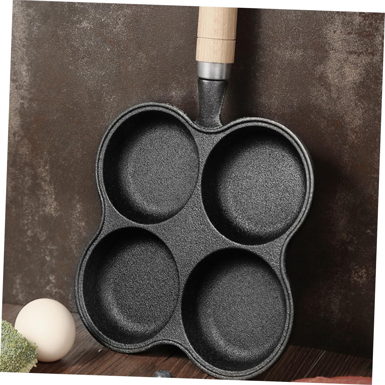 KICHOUSE Four Non Stick Egg Frying Thick Cast Iron Cooking Mold for Breakfast for Eggs Pancakes Burgers Easy to Use Compatible with All Cooktops