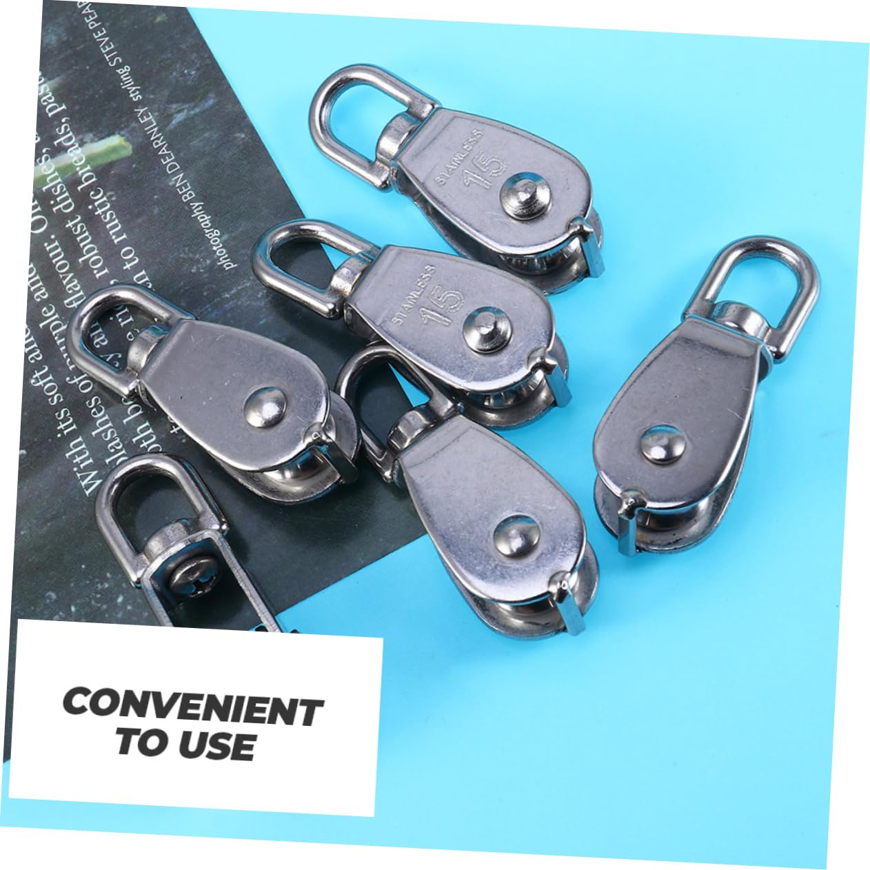 FUNOMOCYA 8pcs Fishing Net Pulley Wheel High Strength Anti-Corrosive Heat Resistant for Net Lifting Easy Rope Handling