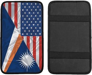 America and Marshall Islands Rosal Islanders Triangle Flag Car Armrest Pads Auto Seat Handrail Box Decoration Cushion Car Center Console Cover Pad Protector Universal Fit Most Cars Vehicles