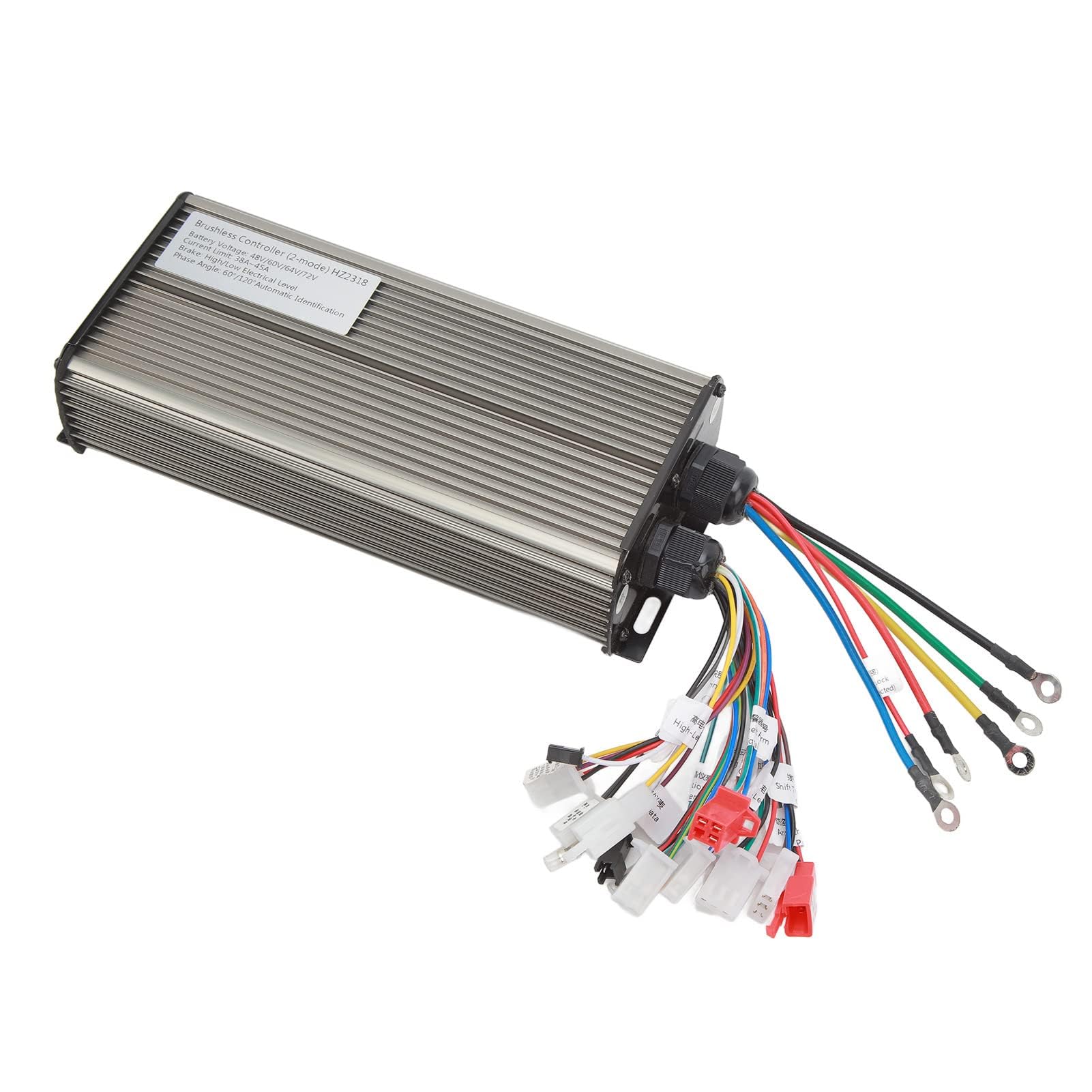 Controlador de Bicicleta Eléctrica, 48V 60V 64V 72V 2000W Controlador de Motor sin Escobillas de Bicicleta Eléctrica de Aleación de Aluminio de 18 Tubos para Scooter de Bicicleta