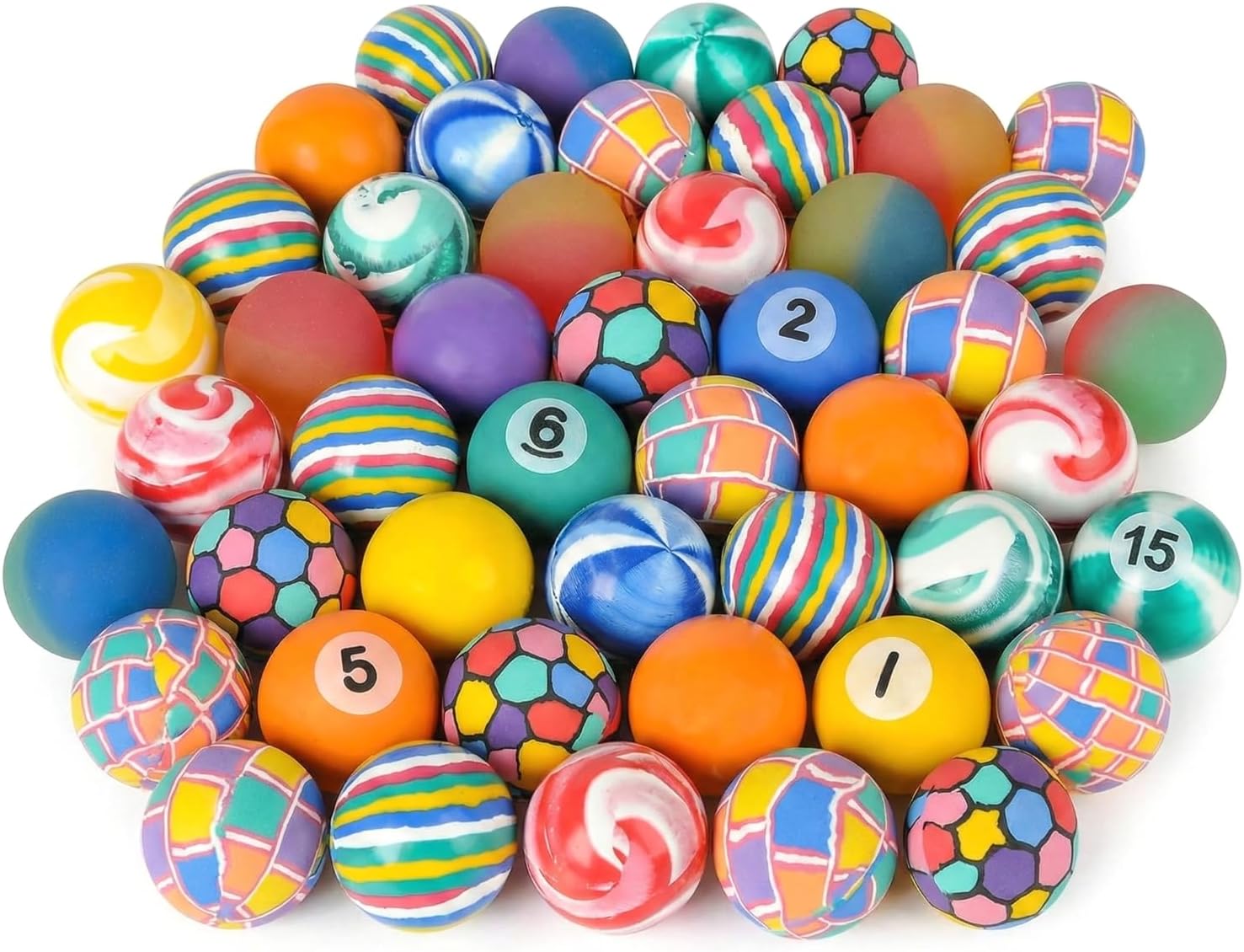 Rhode Island Novelty 45MM 1.75 Inch Hi Bounce Ball Assortment, 50 Balls per Order