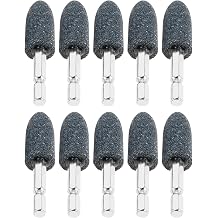 dophee 10Pcs 16mm Cone Shape Aluminum Oxide Mounted Grinding Stones Rotary Grinding Bits with 1/4" Hex Shank for Electric Rotary Tools Drill Grinder
